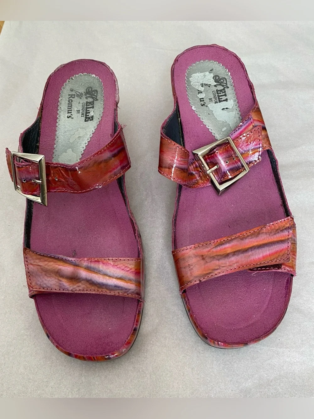 Helle Comfort by Romu’s Pink Metallic Leather Sandals with Buckle EU size 38